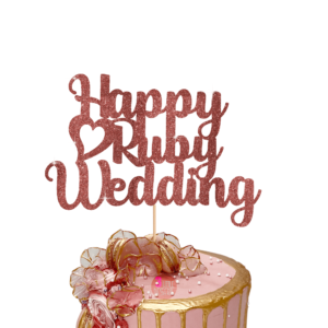 Happy Ruby Wedding Cake Topper rose gold