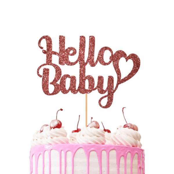 Hello Baby Cake Topper rose gold