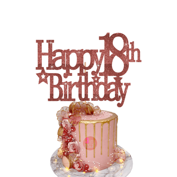 Happy Birthday Custom Age Cake Topper 3 rose gold