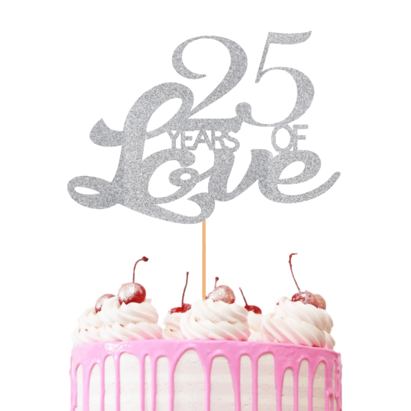 Years of Love Customisable Cake Topper silver