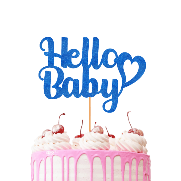 Hello Baby Cake Topper blue
